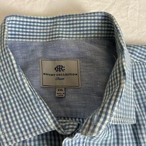 Report Collection Men's Blue and White Gingham Shirt